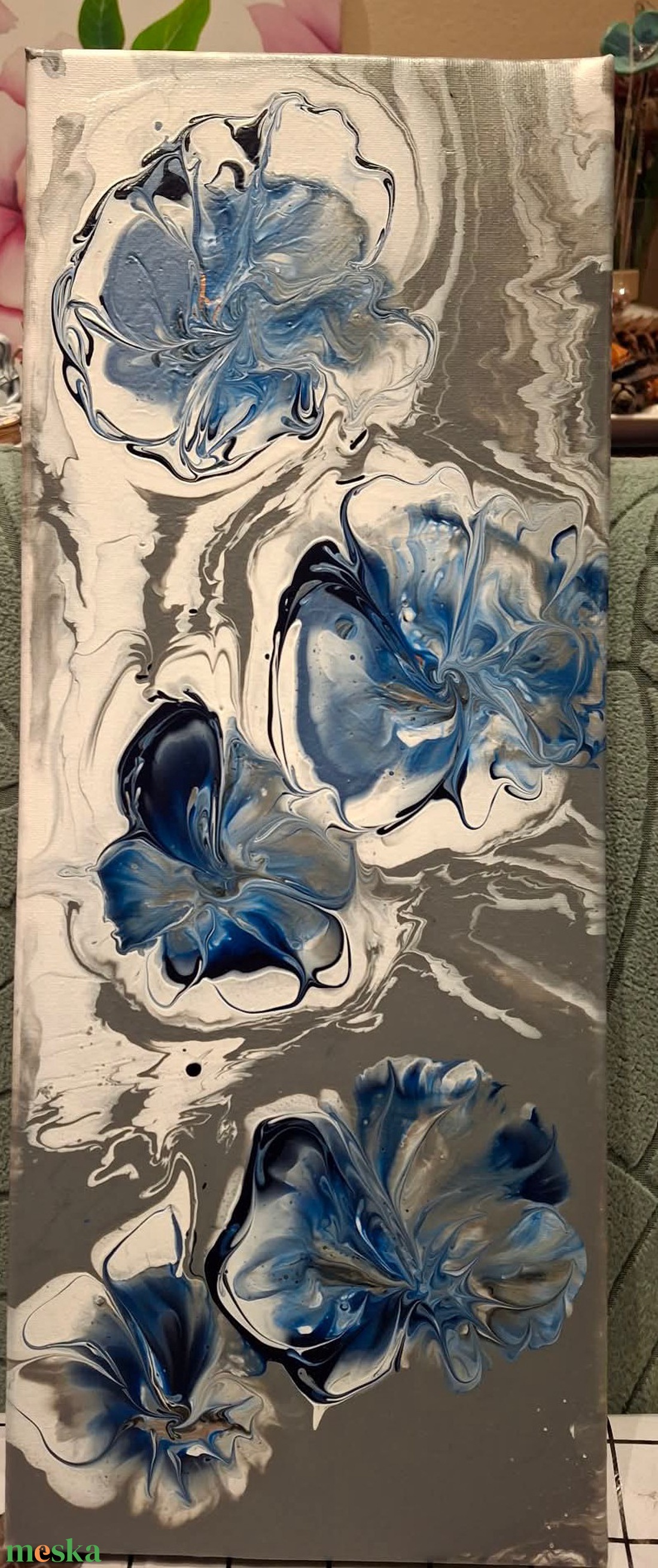 Kék árvácska - művészet - festmény - akril - Meska.hu