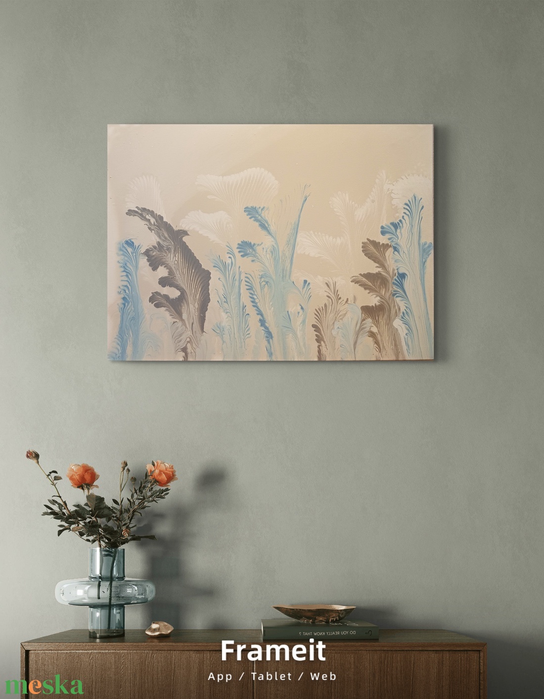 Csendes növekedés- absztrakt akril pouring festmény vásznon - művészet - festmény - akril - Meska.hu