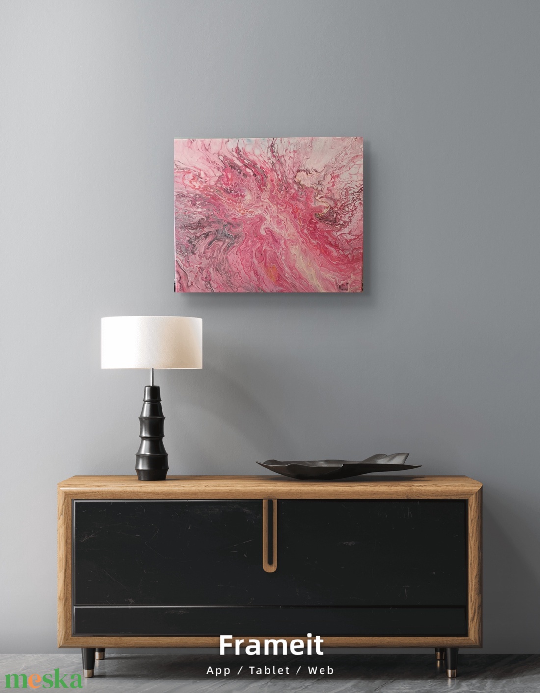 Rózsaszín áramlás -egyedi fluid art festmény - művészet - festmény - akril - Meska.hu