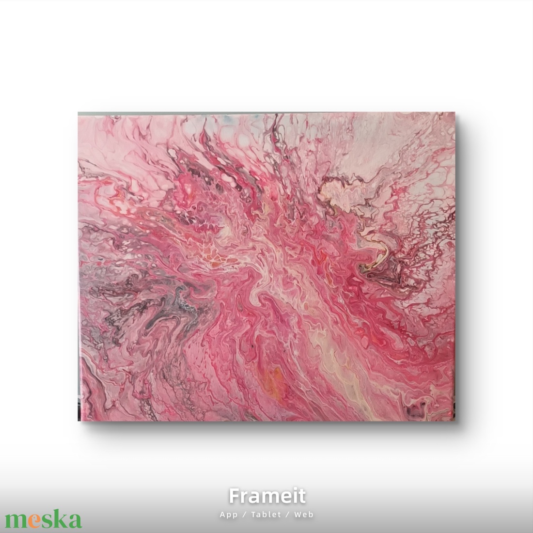 Rózsaszín áramlás -egyedi fluid art festmény - művészet - festmény - akril - Meska.hu