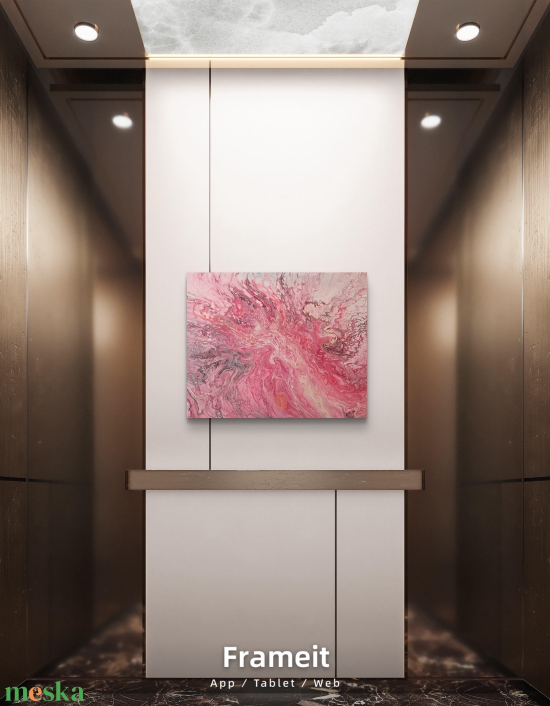 Rózsaszín áramlás -egyedi fluid art festmény - művészet - festmény - akril - Meska.hu