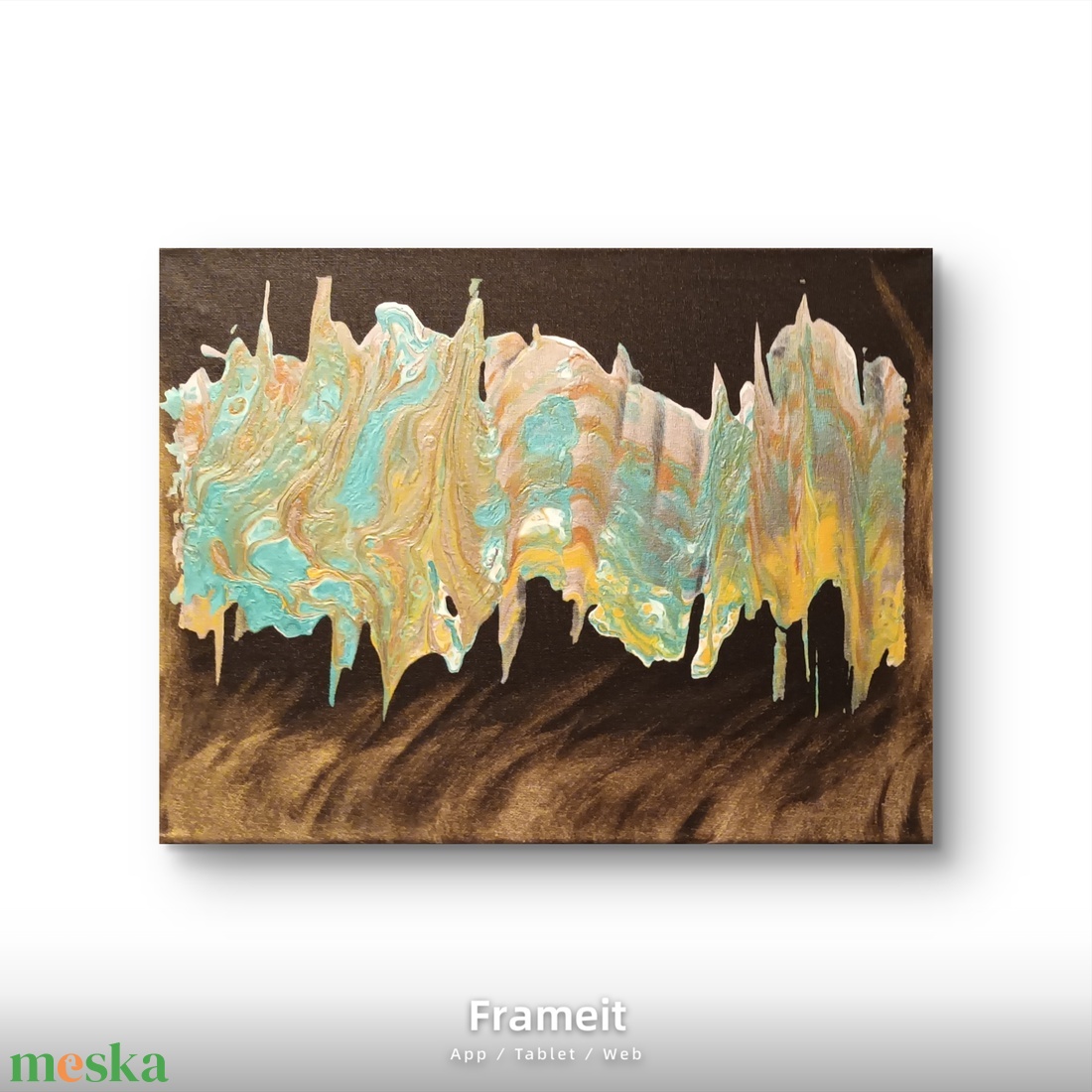 Múlt idő-egyedi fluid art absztrakt festmény fekete vásznon - művészet - festmény - akril - Meska.hu