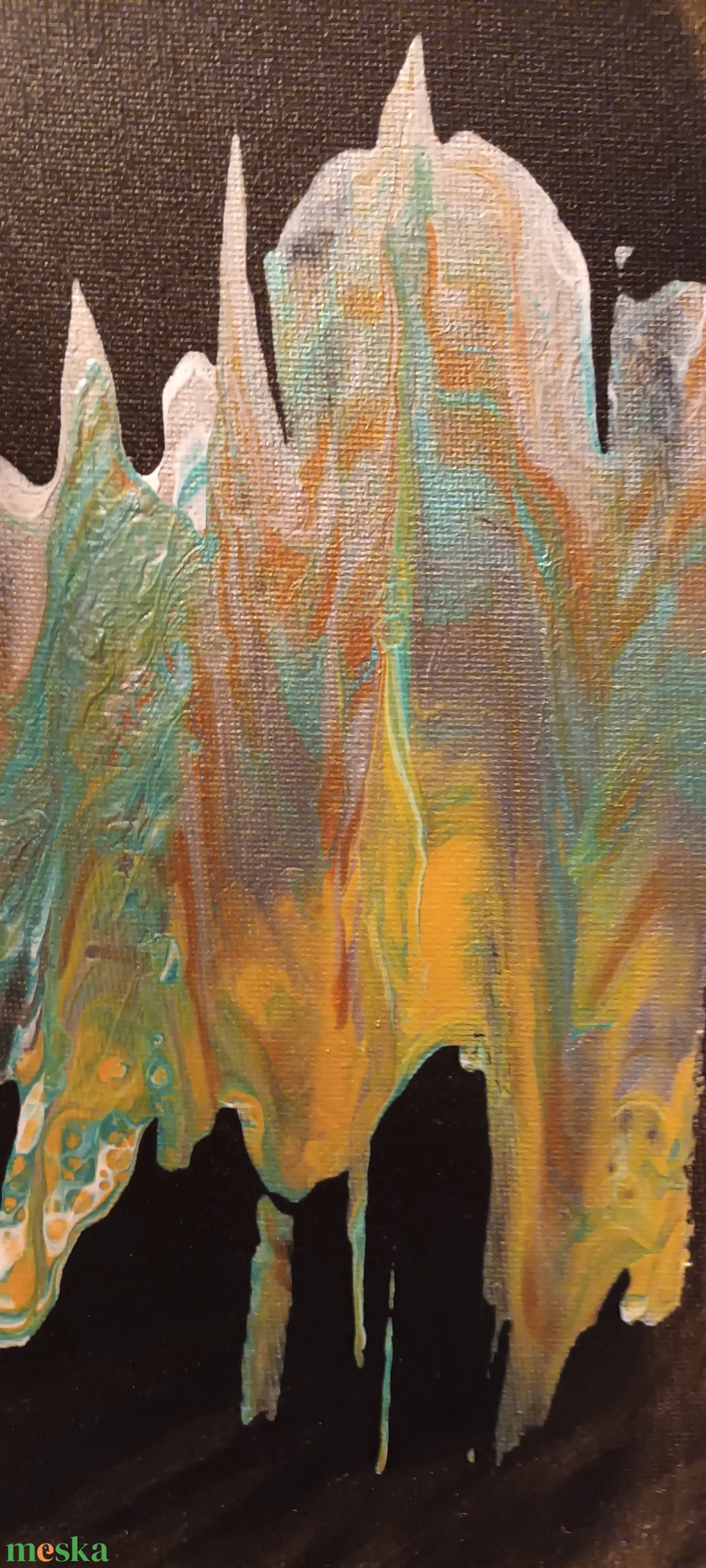 Múlt idő-egyedi fluid art absztrakt festmény fekete vásznon - művészet - festmény - akril - Meska.hu
