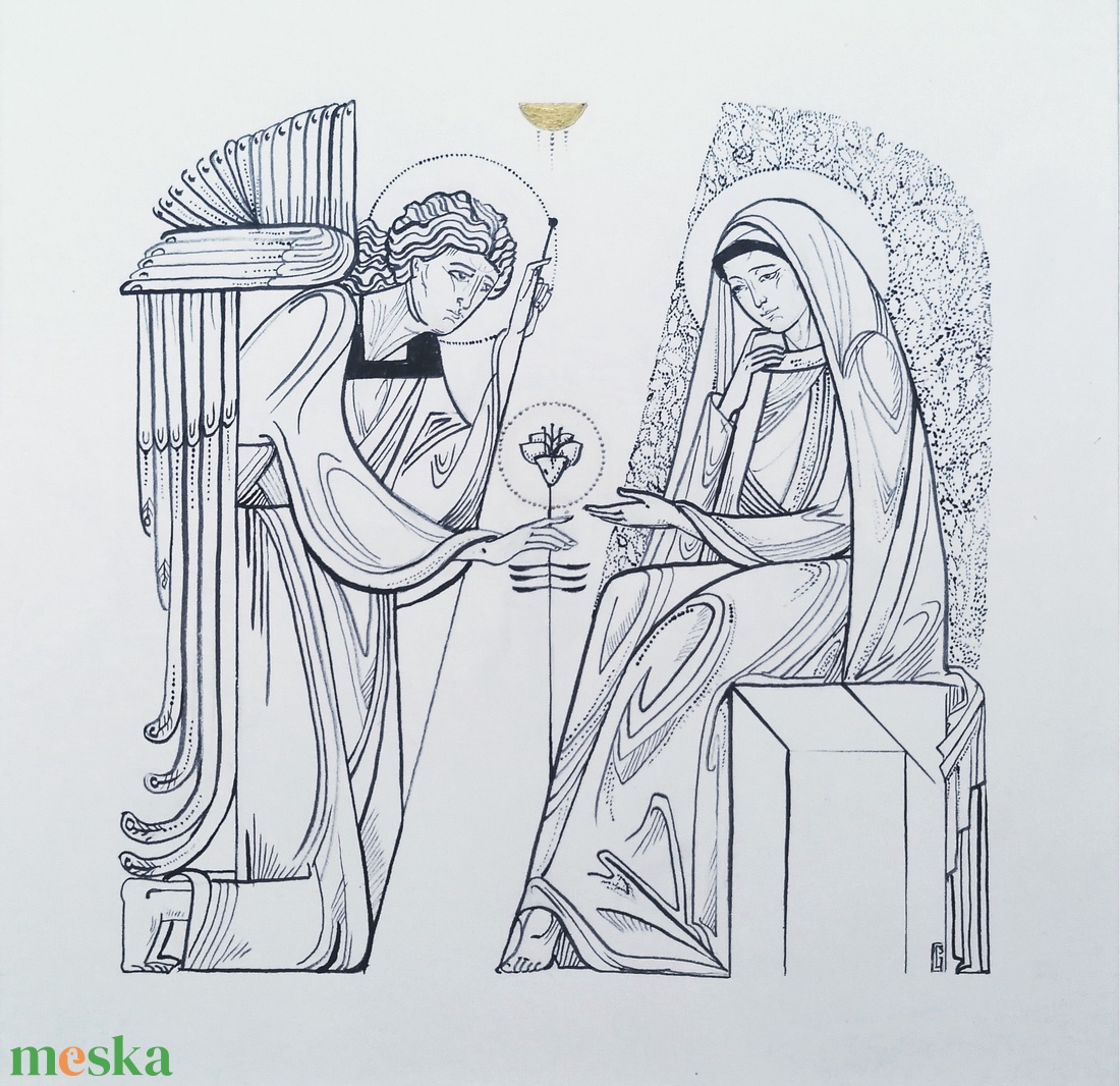 Angyali üdvözlet - művészet - grafika & illusztráció - tus - Meska.hu