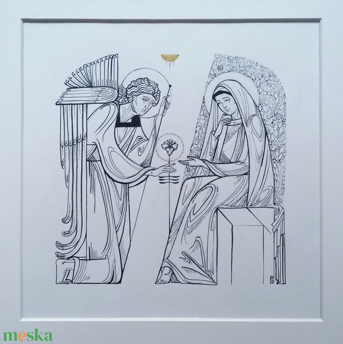 Angyali üdvözlet - művészet - grafika & illusztráció - tus - Meska.hu