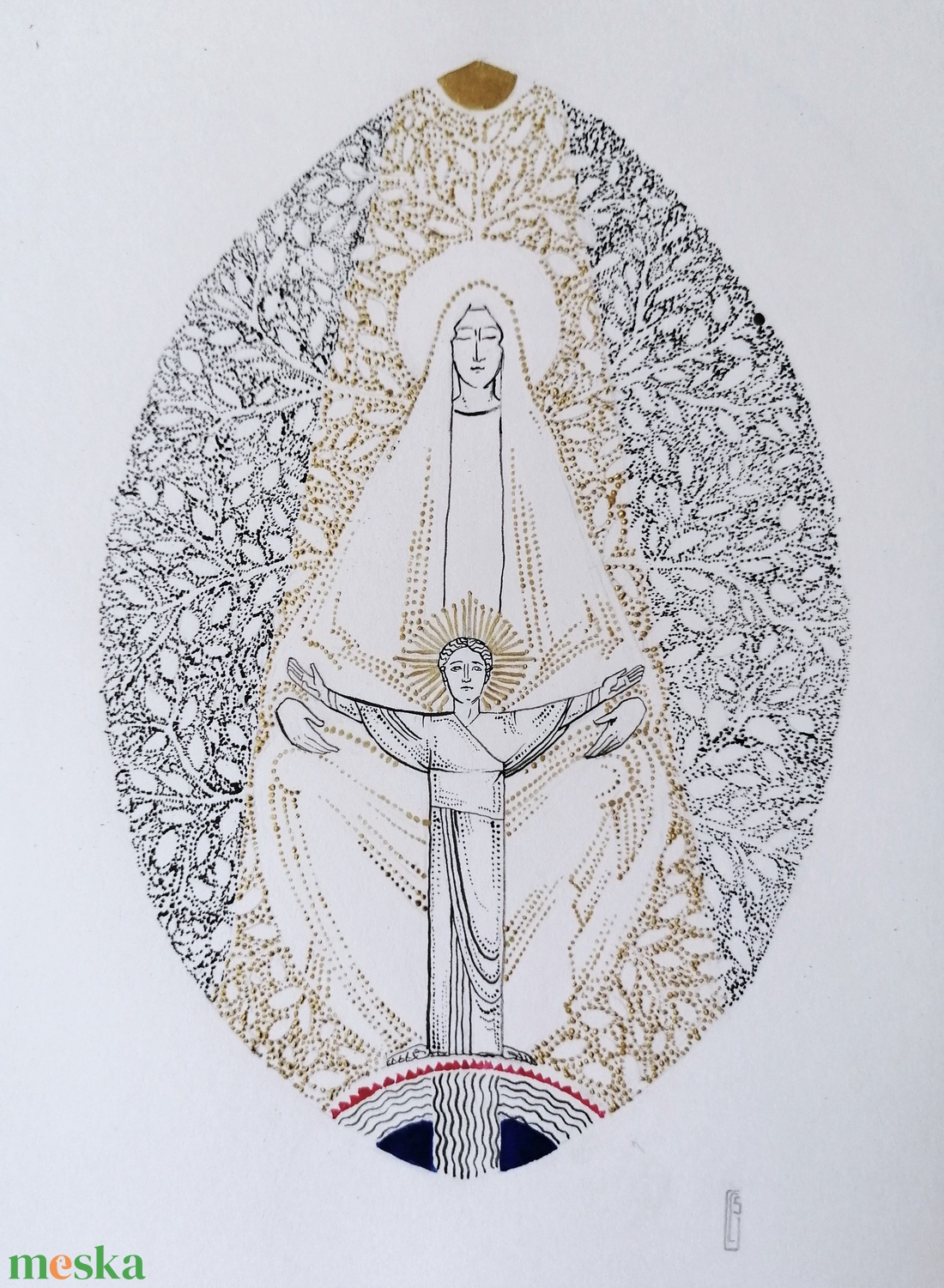 Fénybe öltözött Madonna - művészet - grafika & illusztráció - tus - Meska.hu