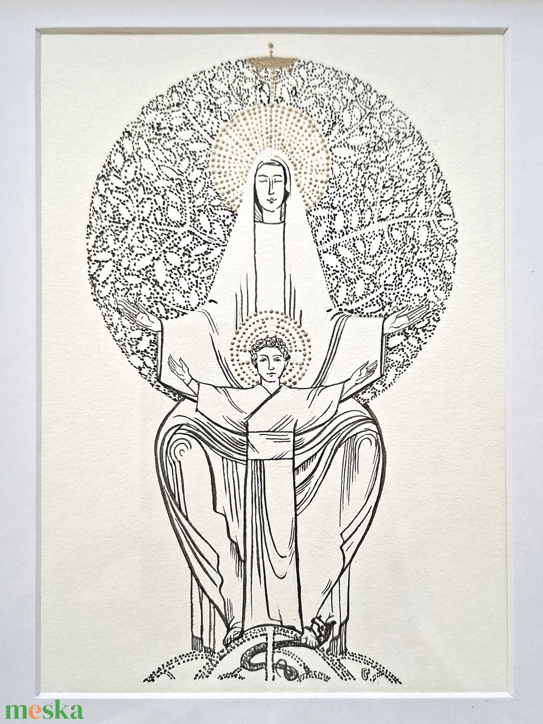 Madonna gyermek Jézussal - művészet - grafika & illusztráció - tus - Meska.hu