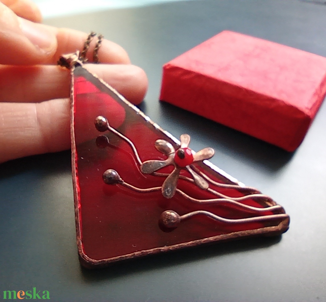 Piros üvegékszer medál, Érett meggy - ékszer - nyaklánc - medálos nyaklánc - Meska.hu