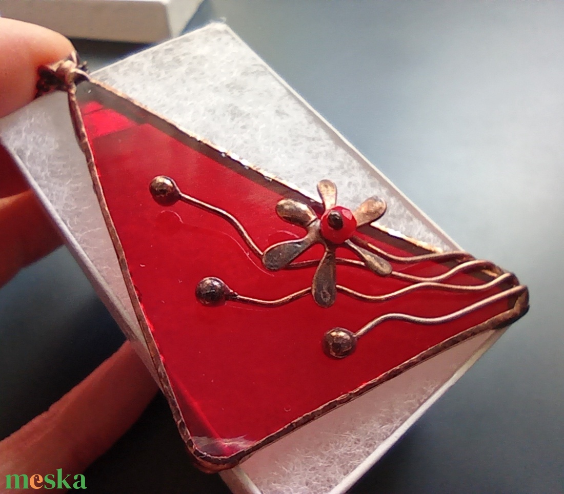 Piros üvegékszer medál, Érett meggy - ékszer - nyaklánc - medálos nyaklánc - Meska.hu