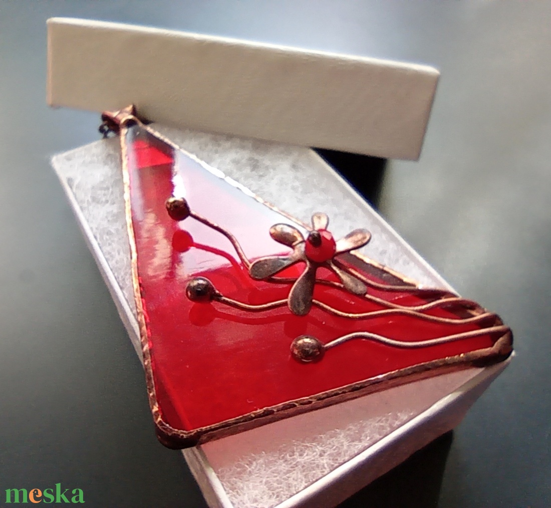 Piros üvegékszer medál, Érett meggy - ékszer - nyaklánc - medálos nyaklánc - Meska.hu