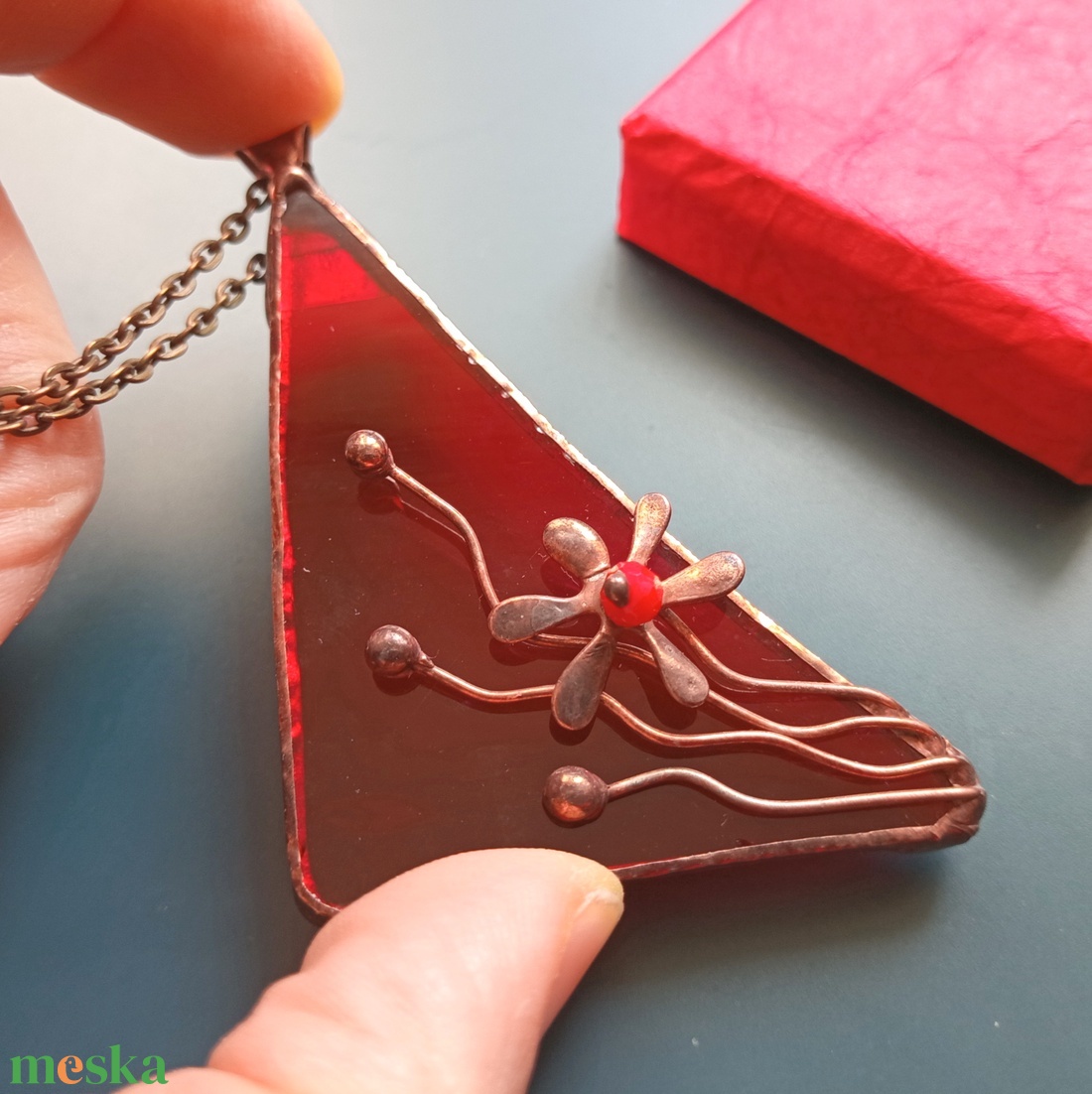 Piros üvegékszer medál, Érett meggy - ékszer - nyaklánc - medálos nyaklánc - Meska.hu