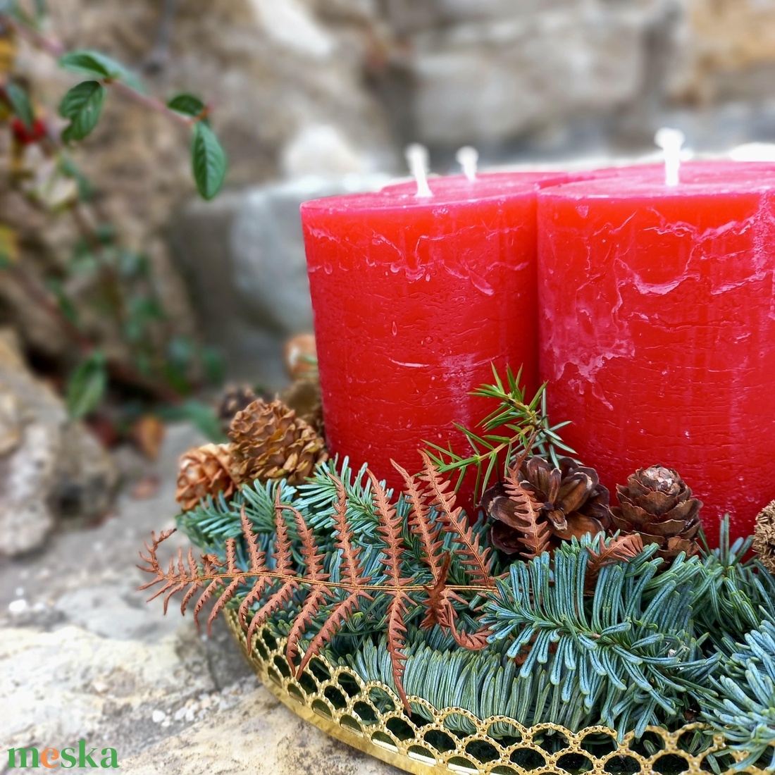 ARANY tálcás adventi koszorú - karácsony - adventi díszek - adventi koszorú - Meska.hu