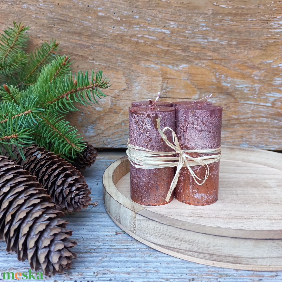 BRONZ gyertya szett - karácsony - adventi díszek - adventi gyertyadíszek és koszorúdíszek - Meska.hu
