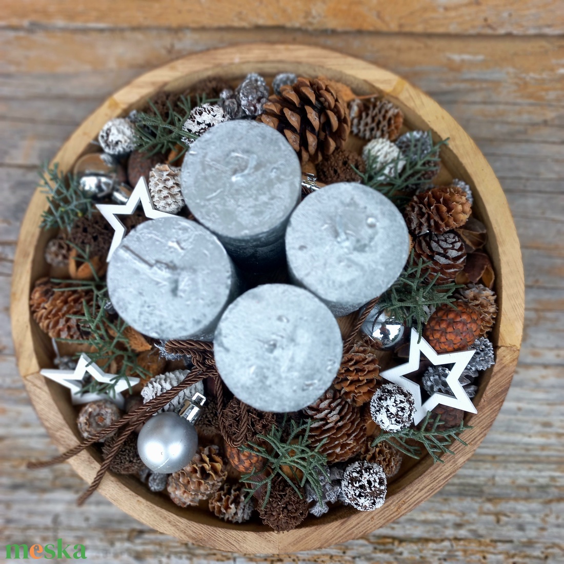 CSINÁLD MAGAD EZÜST adventi koszorú - karácsony - adventi díszek - adventi koszorú - Meska.hu