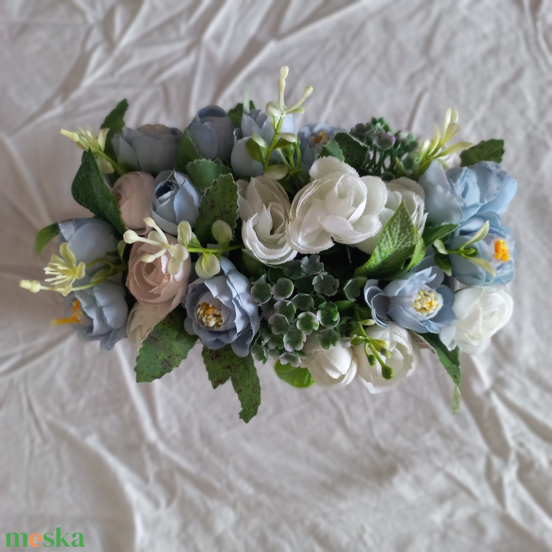 VINTAGE kék virágdoboz - otthon & életmód - dekoráció - asztal és polc dekoráció - asztaldísz - Meska.hu