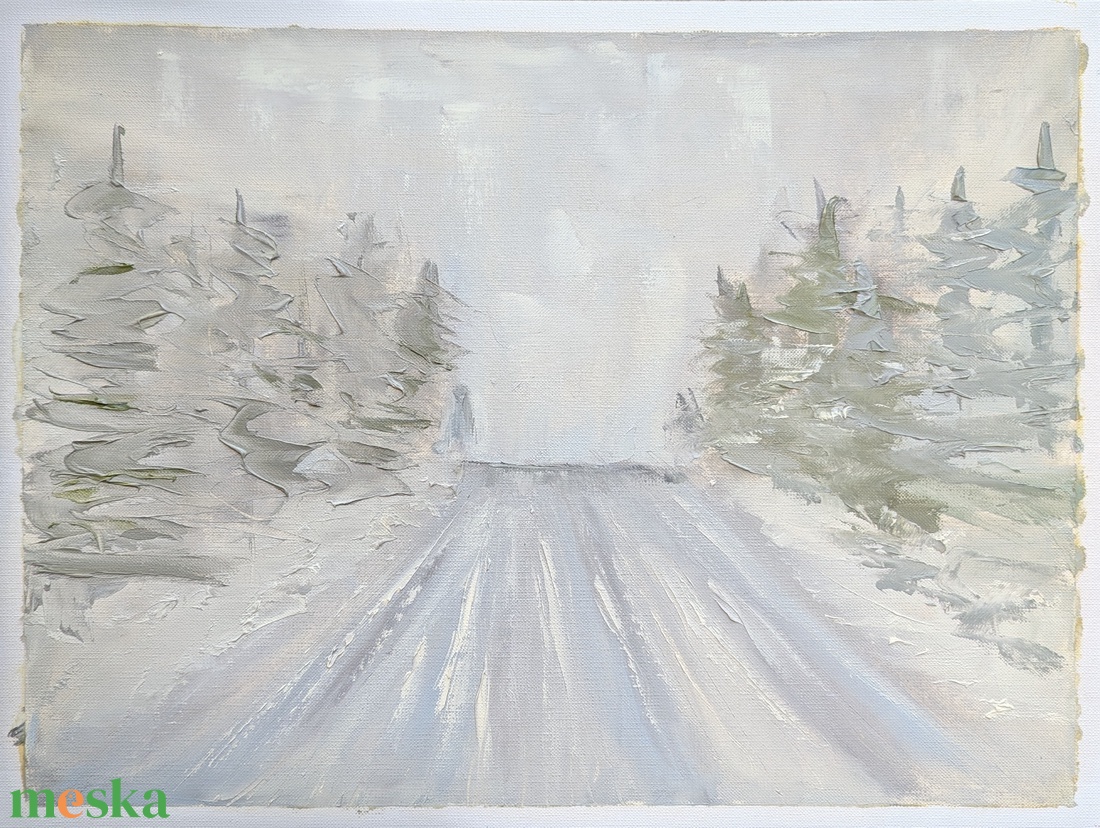 Winter Road - művészet - festmény - olajfestmény - Meska.hu Winter Road - művészet - festmény - olajfestmény - Meska.hu