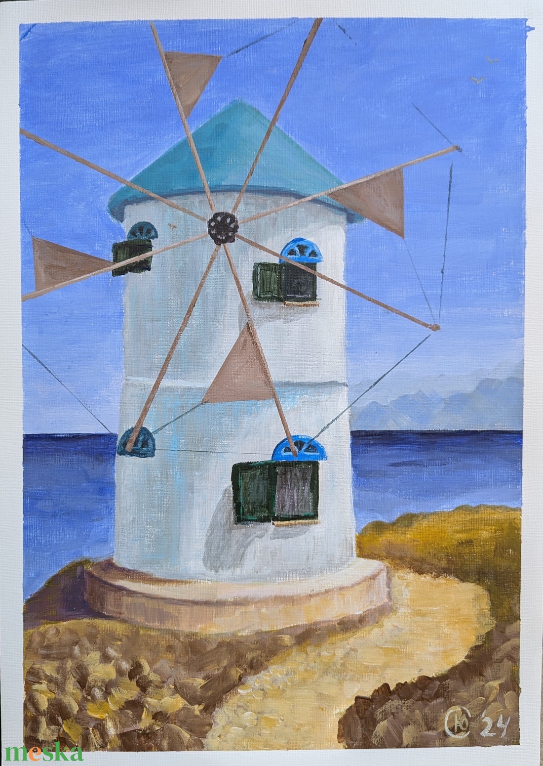 Greece, a Windmill on Zakynthos - művészet - festmény - akril - Meska.hu Greece, a Windmill on Zakynthos - művészet - festmény - akril - Meska.hu
