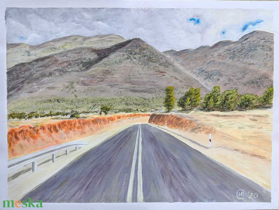 Greece, Peloponnese road - művészet - festmény - akril - Meska.hu