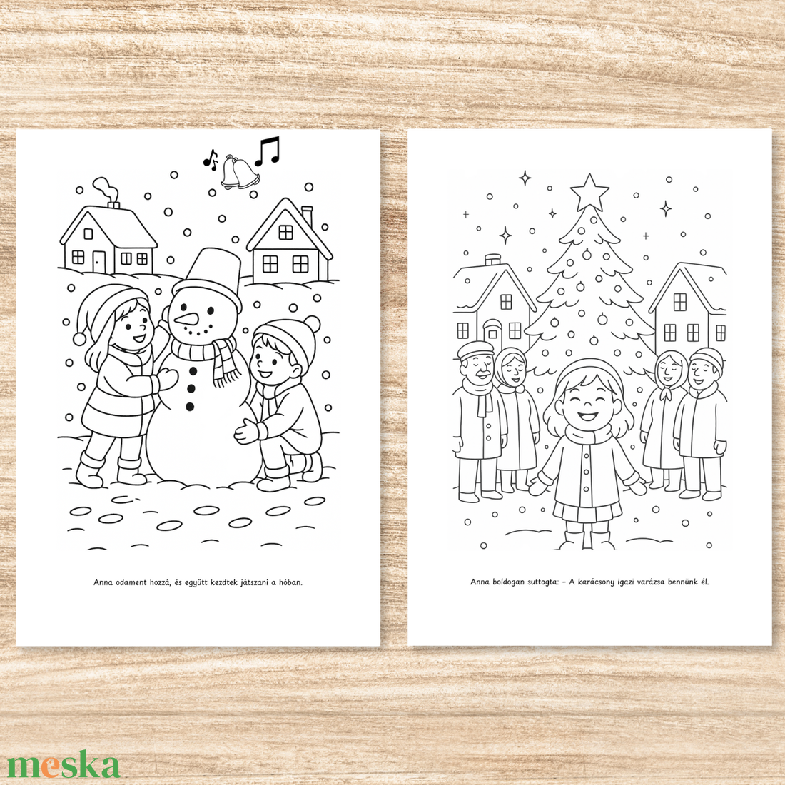 Karácsonyi színező azonnal nyomtatható  Hanna és a karácsony hangja (PDF, 20 oldal) - karácsony - mikulás - mikulás ajándékok - Meska.hu