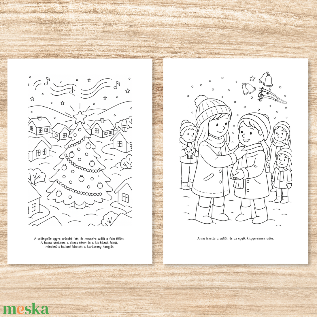 Karácsonyi színező azonnal nyomtatható  Hanna és a karácsony hangja (PDF, 20 oldal) - karácsony - mikulás - mikulás ajándékok - Meska.hu