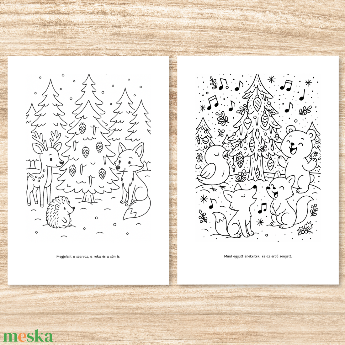 Karácsonyi színező gyerekeknek  Karácsony az erdőben (PDF, 20 oldal) - karácsony - mikulás - mikulás ajándékok - Meska.hu