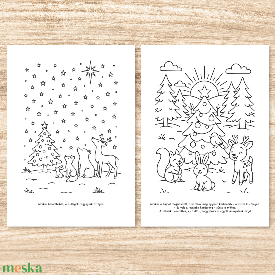 Karácsonyi színező gyerekeknek  Karácsony az erdőben (PDF, 20 oldal) - karácsony - mikulás - mikulás ajándékok - Meska.hu