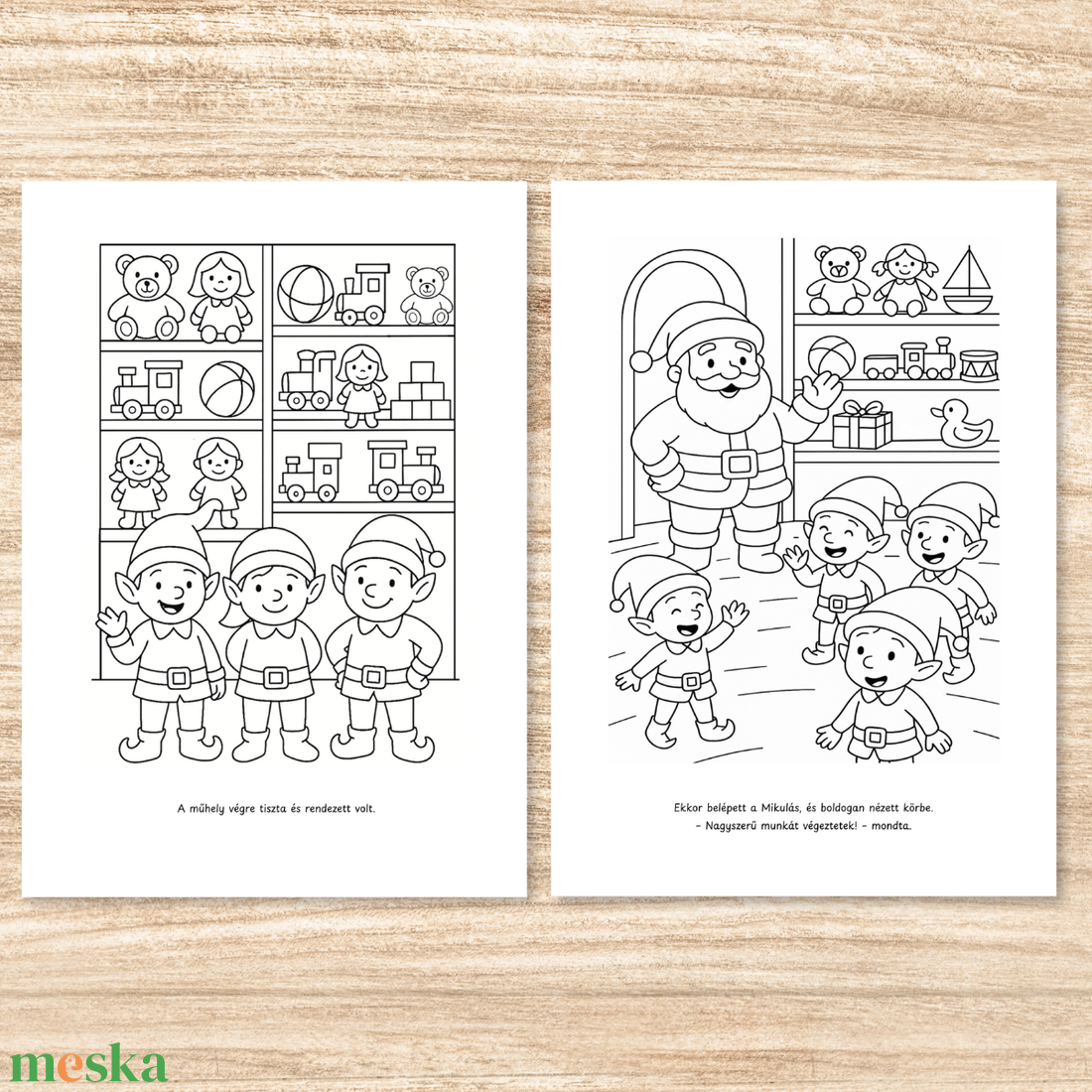 Karácsonyi színező letölthető azonnal nyomtatható - karácsony - mikulás - mikulás ajándékok - Meska.hu