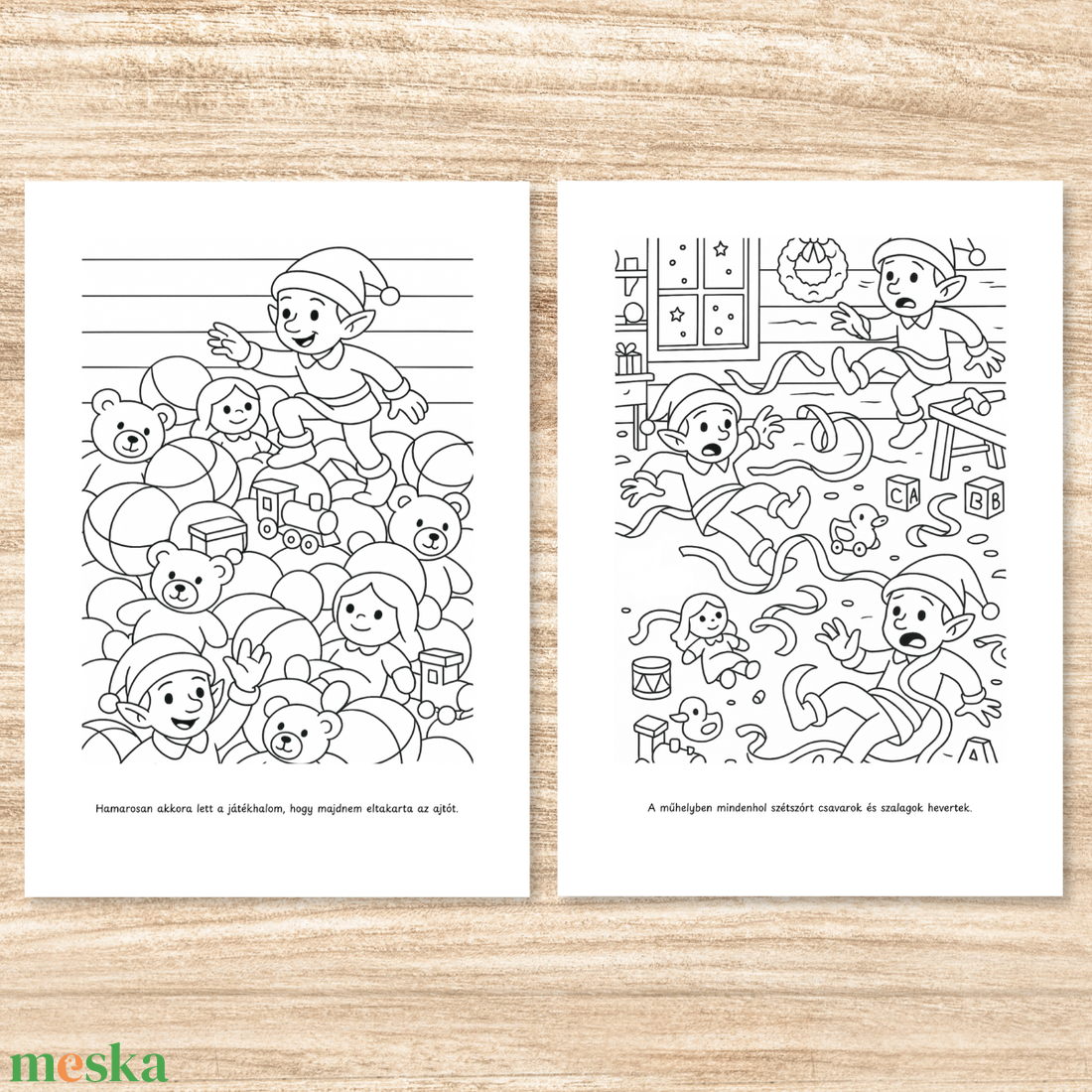 Karácsonyi színező letölthető azonnal nyomtatható - karácsony - mikulás - mikulás ajándékok - Meska.hu