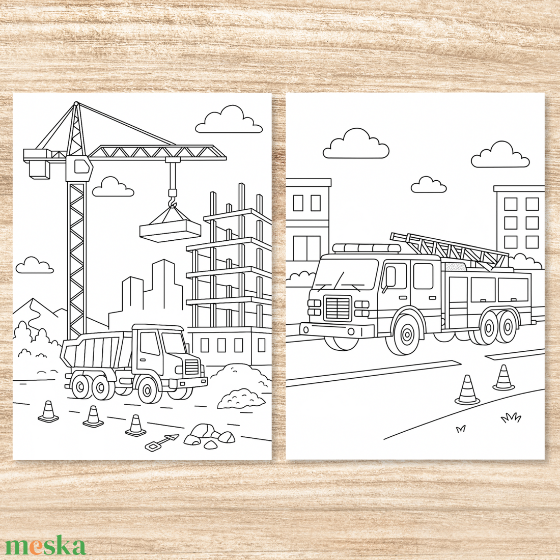 Nyomtatható színező  Munkagépek, mentők, kamionok (PDF, 20 oldal) - otthon & életmód - papír, írószer - színező - Meska.hu