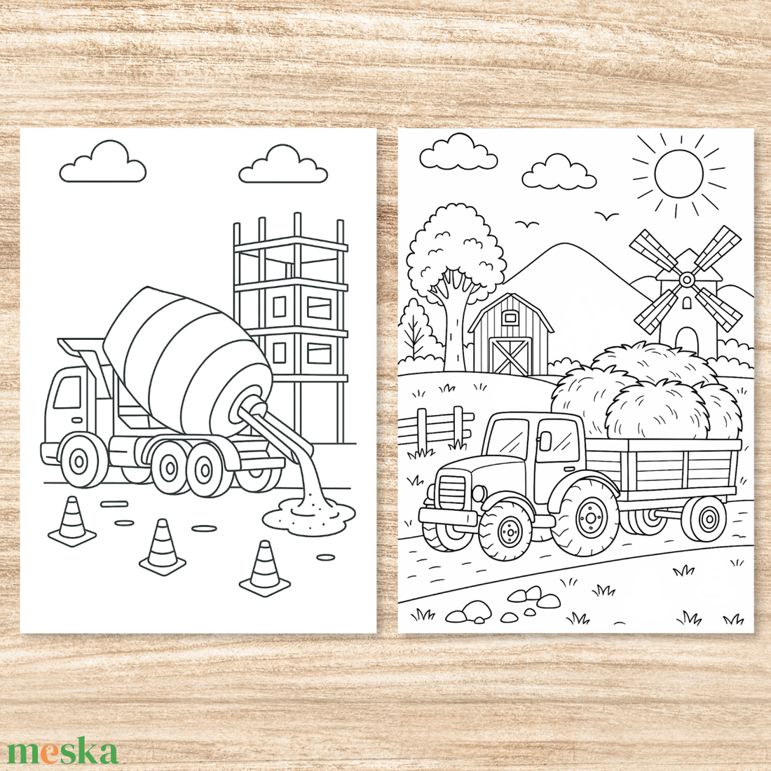 Nyomtatható színező  Munkagépek, mentők, kamionok (PDF, 20 oldal) - otthon & életmód - papír, írószer - színező - Meska.hu