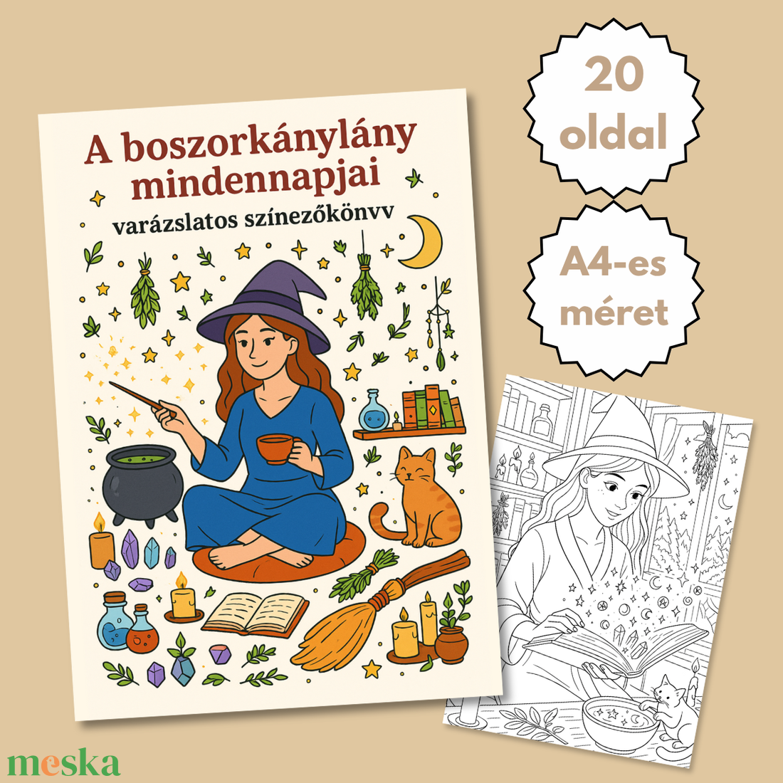 Nyomtatható színező  A boszorkánylány mindennapjai (PDF, 20 oldal) - művészet - grafika & illusztráció - digitális - Meska.hu