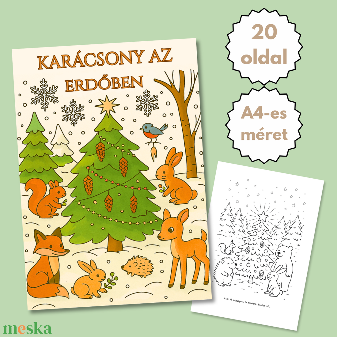 Karácsonyi színező gyerekeknek  Karácsony az erdőben (PDF, 20 oldal) - karácsony - mikulás - mikulás ajándékok - Meska.hu