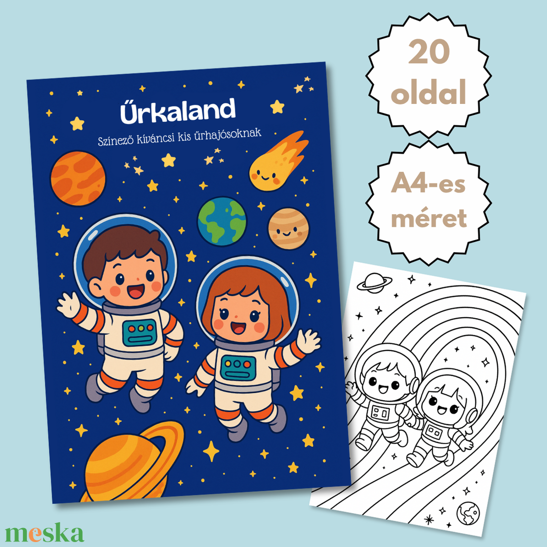 Színező gyerekeknek  Letölthető, azonnal nyomtatható  Űrkaland (PDF, 20 oldal) - otthon & életmód - papír, írószer - színező - Meska.hu