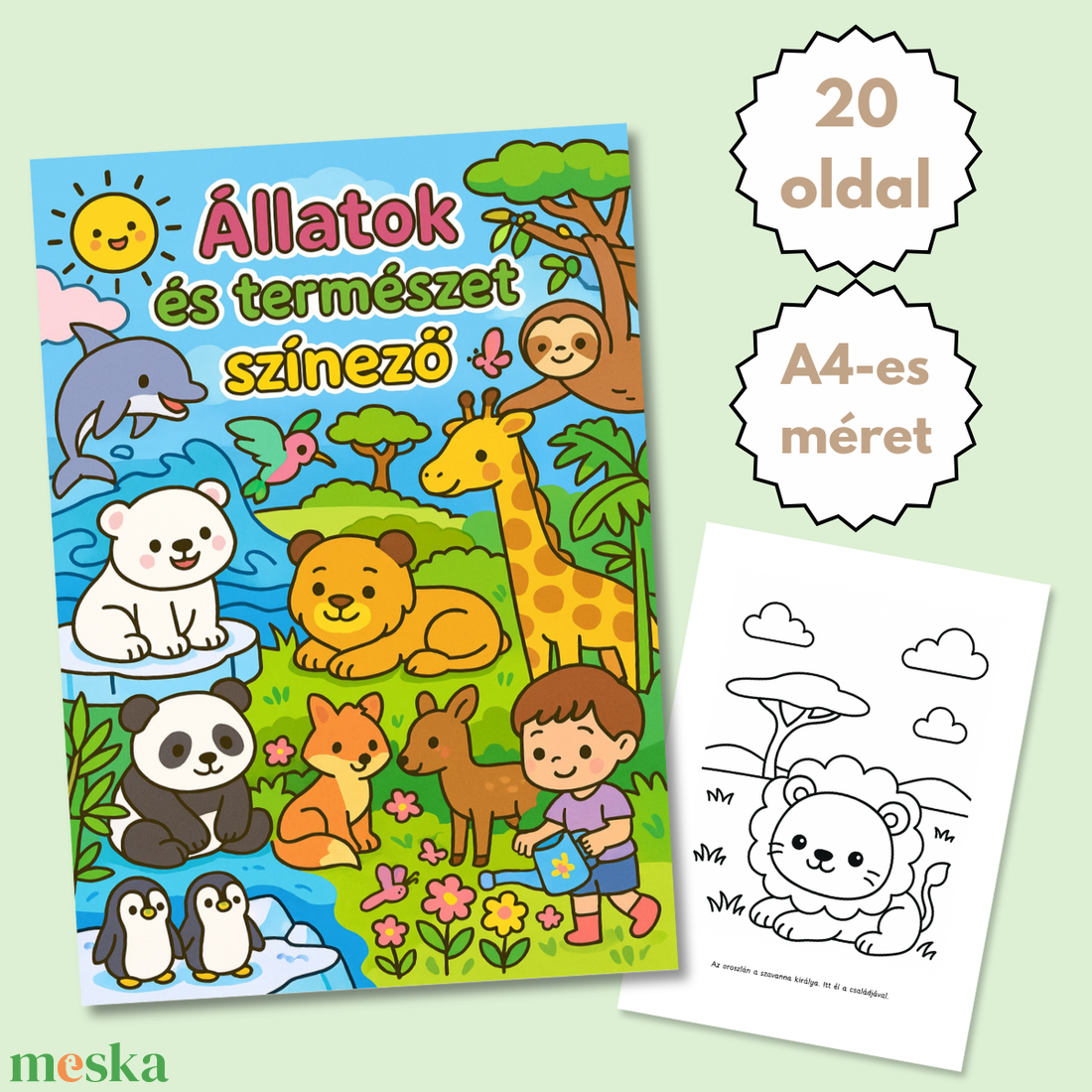 Színező gyerekeknek  Letölthető, azonnal nyomtatható  Állatok és természet (PDF, 20 oldal) - otthon & életmód - papír, írószer - színező - Meska.hu