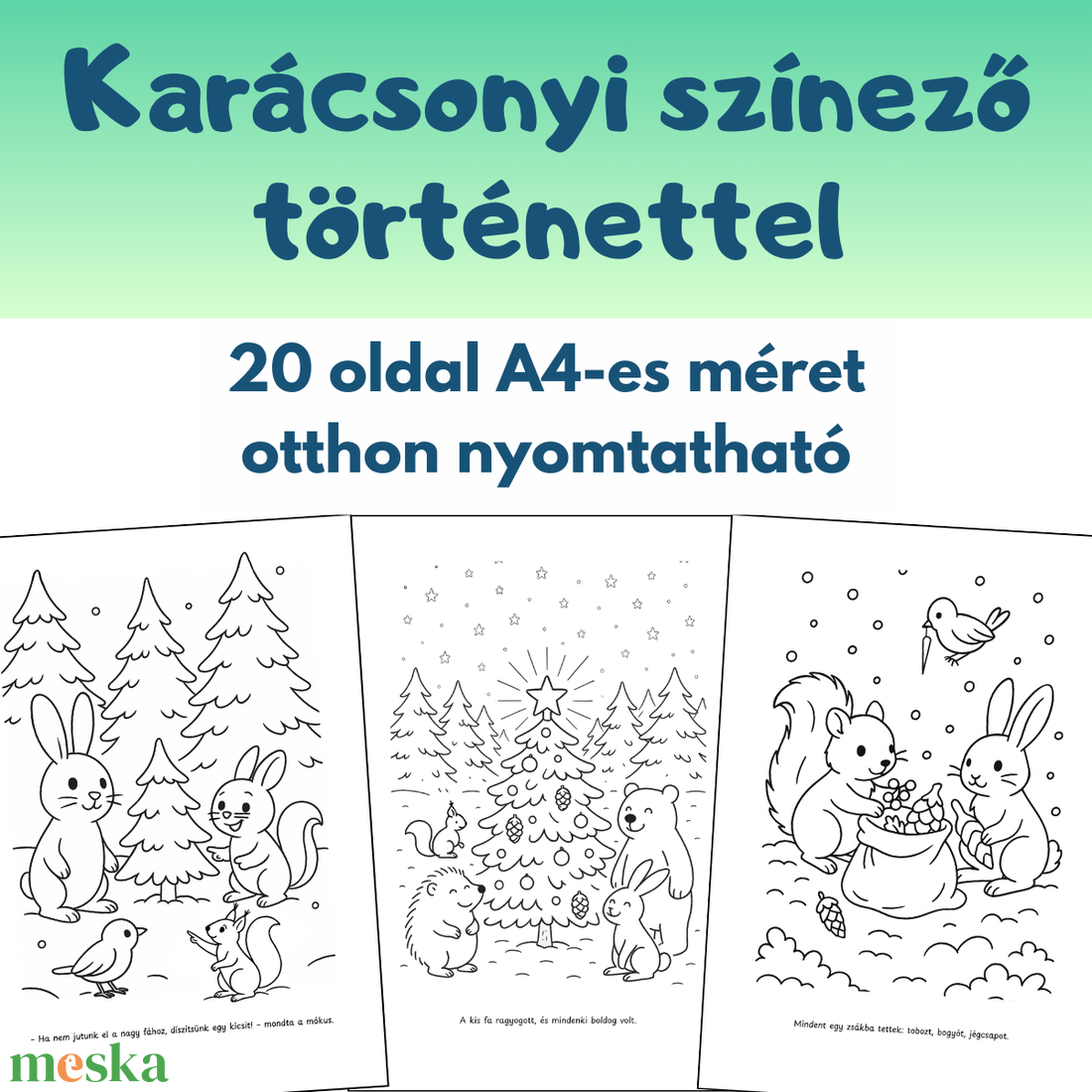 Karácsonyi színező gyerekeknek � Karácsony az erdőben (PDF, 20 oldal) - otthon & életmód - papír, írószer - színező - Meska.hu