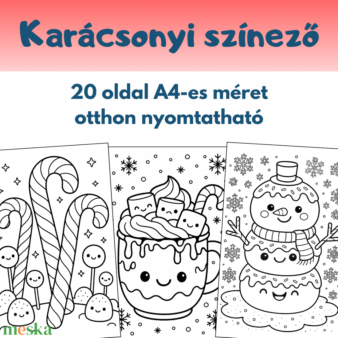 Karácsonyi színező letölthető azonnal nyomtatható - otthon & életmód - papír, írószer - színező - Meska.hu