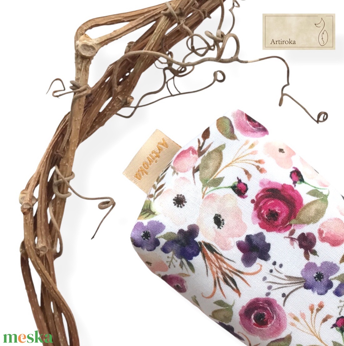 Virágtenger mintás PRÉMIUM pamut zsebkendő tartó - Artiroka - táska & tok - pénztárca & más tok - zsebkendőtartó tok - Meska.hu