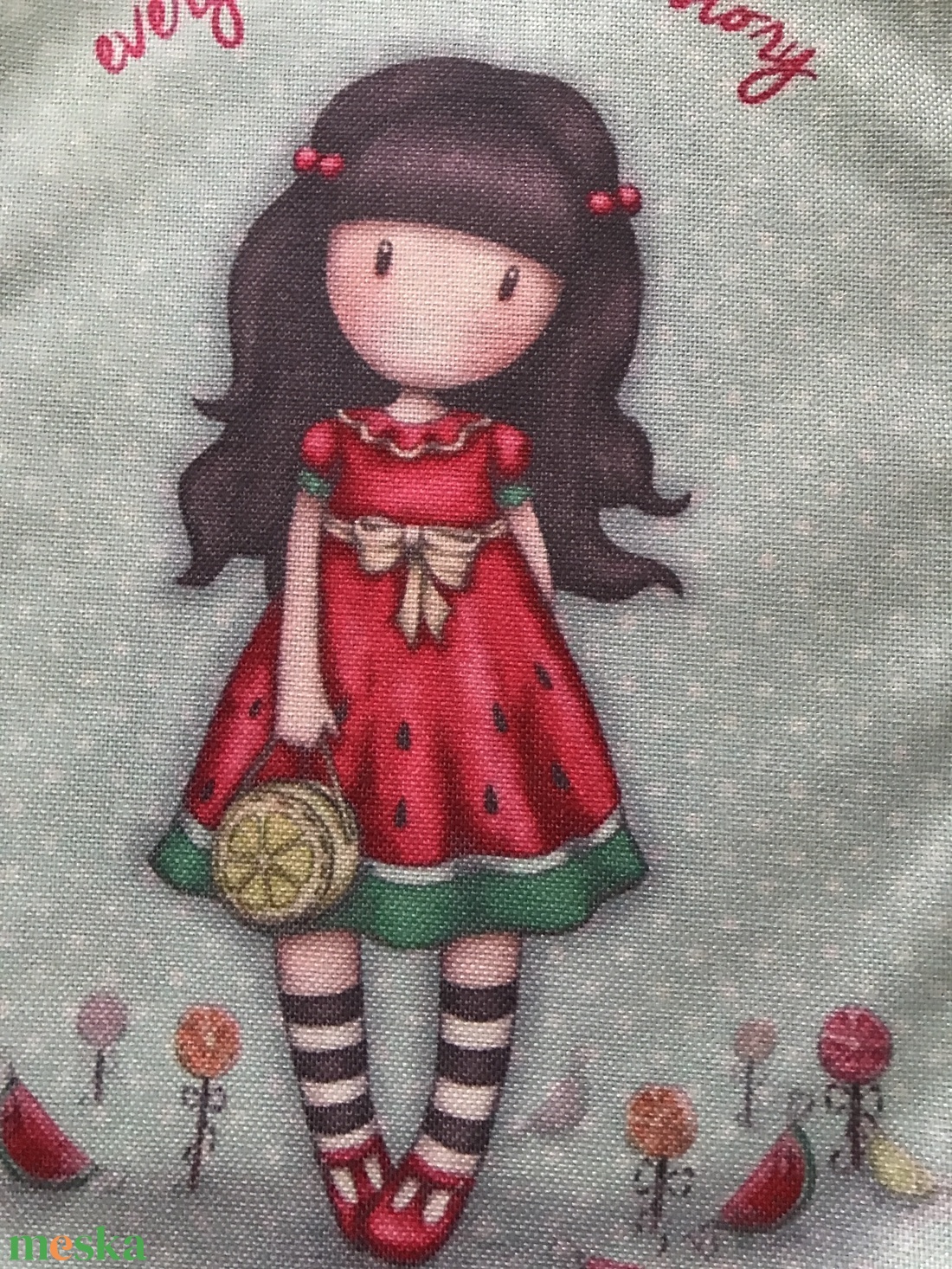 Kislány piros dinnyés ruhában-  egyedi gymbag hátizsák - táska & tok - hátizsák - hátizsák - Meska.hu