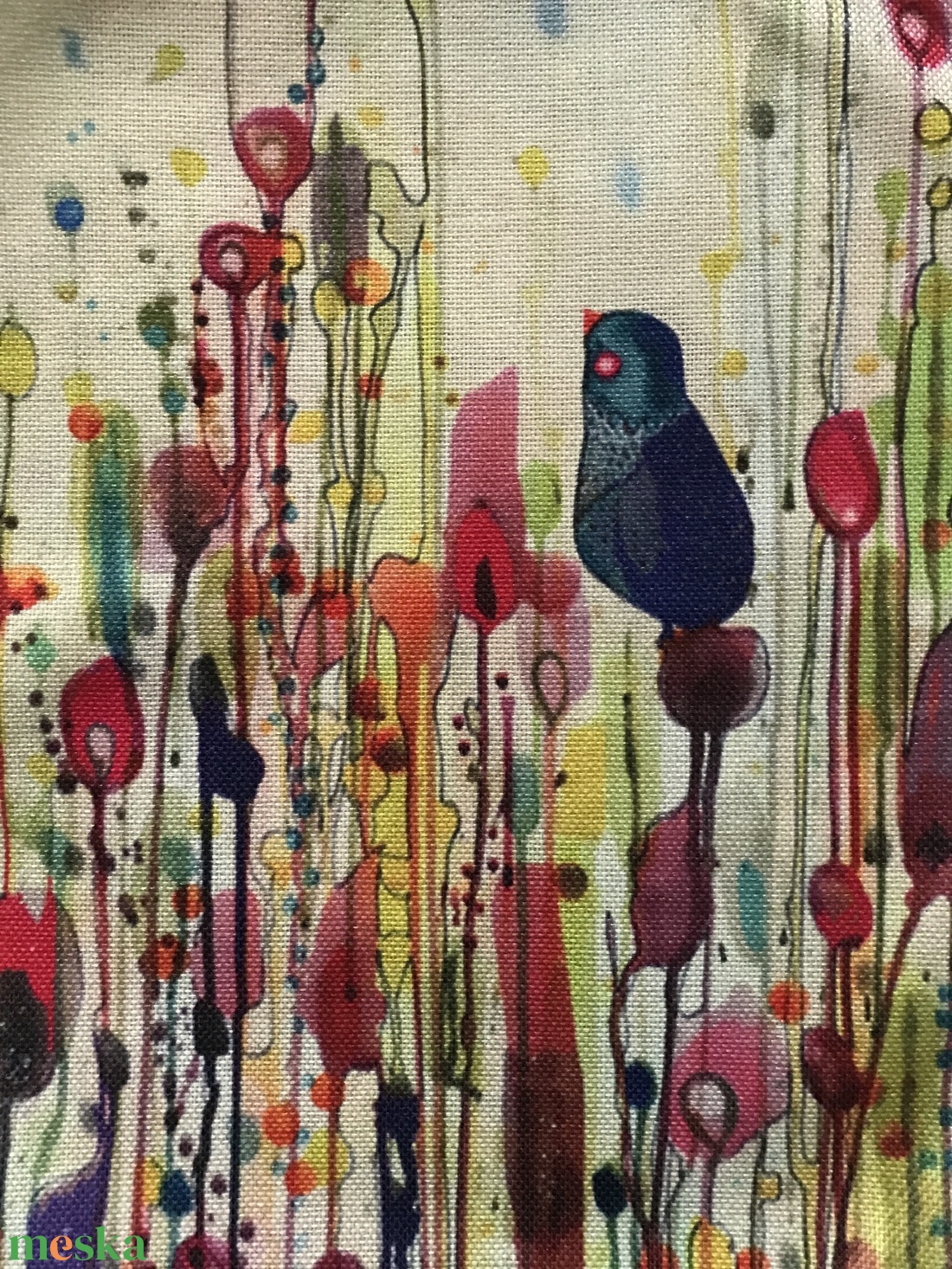 Madár virágok között mintás egyedi gymbag hátizsák, edzéshez, úszáshoz, kiránduláshoz - táska & tok - hátizsák - tornazsák, gymbag - Meska.hu