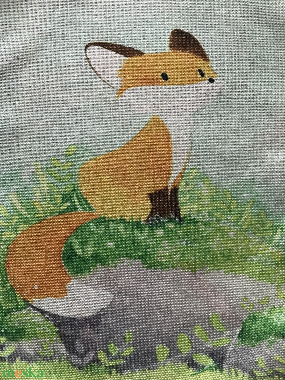 Róka a réten mintás egyedi gymbag hátizsák, edzéshez, úszáshoz, kiránduláshoz - táska & tok - hátizsák - tornazsák, gymbag - Meska.hu