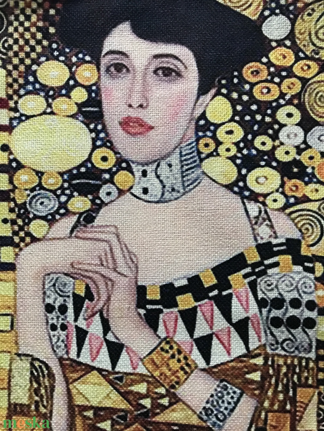 Gustav Klimt - Női portré mintás egyedi gymbag hátizsák, edzéshez, úszáshoz, kiránduláshoz - táska & tok - hátizsák - tornazsák, gymbag - Meska.hu