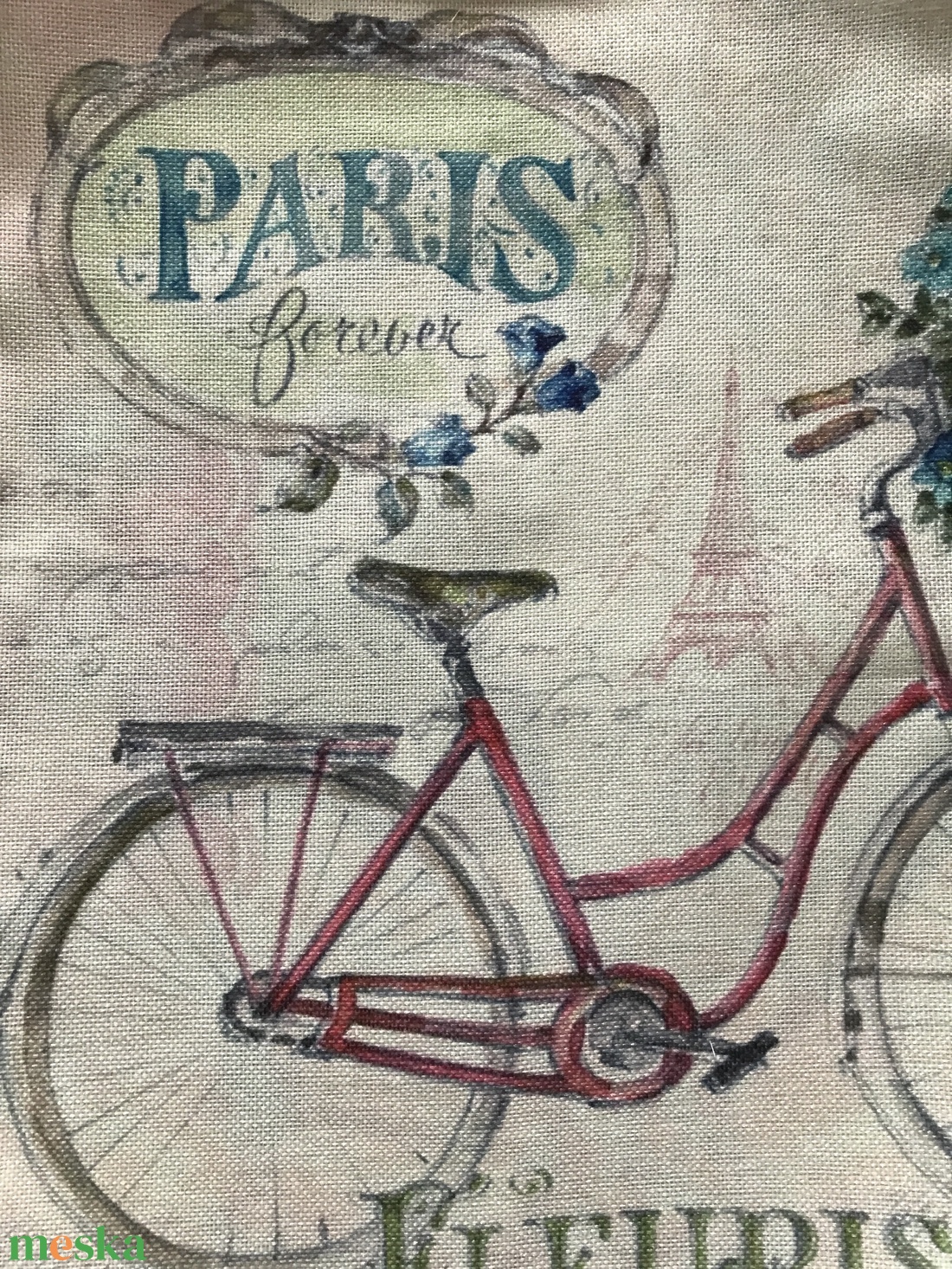 Párizsi utazás piros biciklivel mintás egyedi gymbag hátizsák  - táska & tok - hátizsák - tornazsák, gymbag - Meska.hu