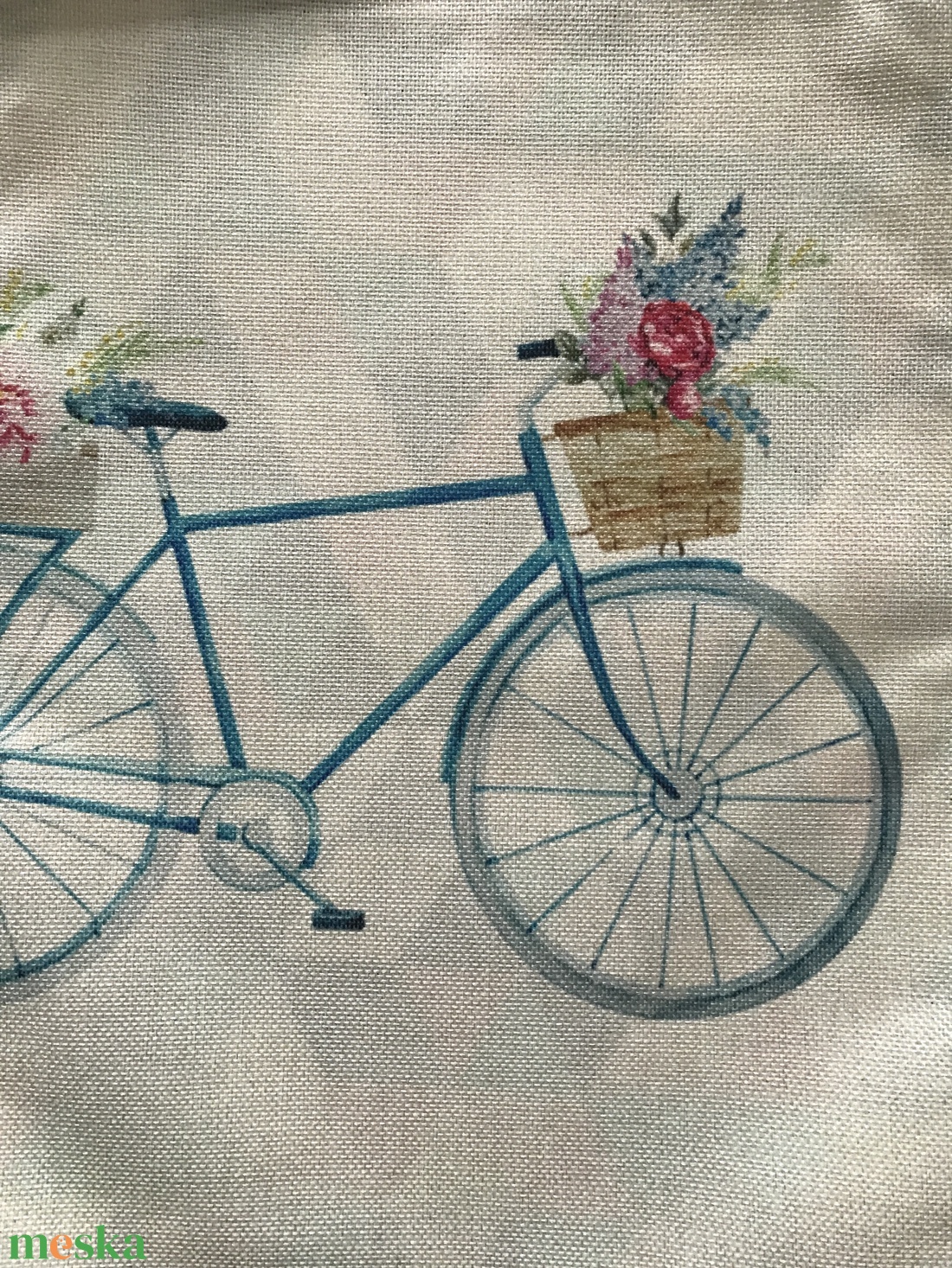 Kék bicikli virágos kosárral mintás egyedi gymbag hátizsák - Artiroka - táska & tok - hátizsák - tornazsák, gymbag - Meska.hu