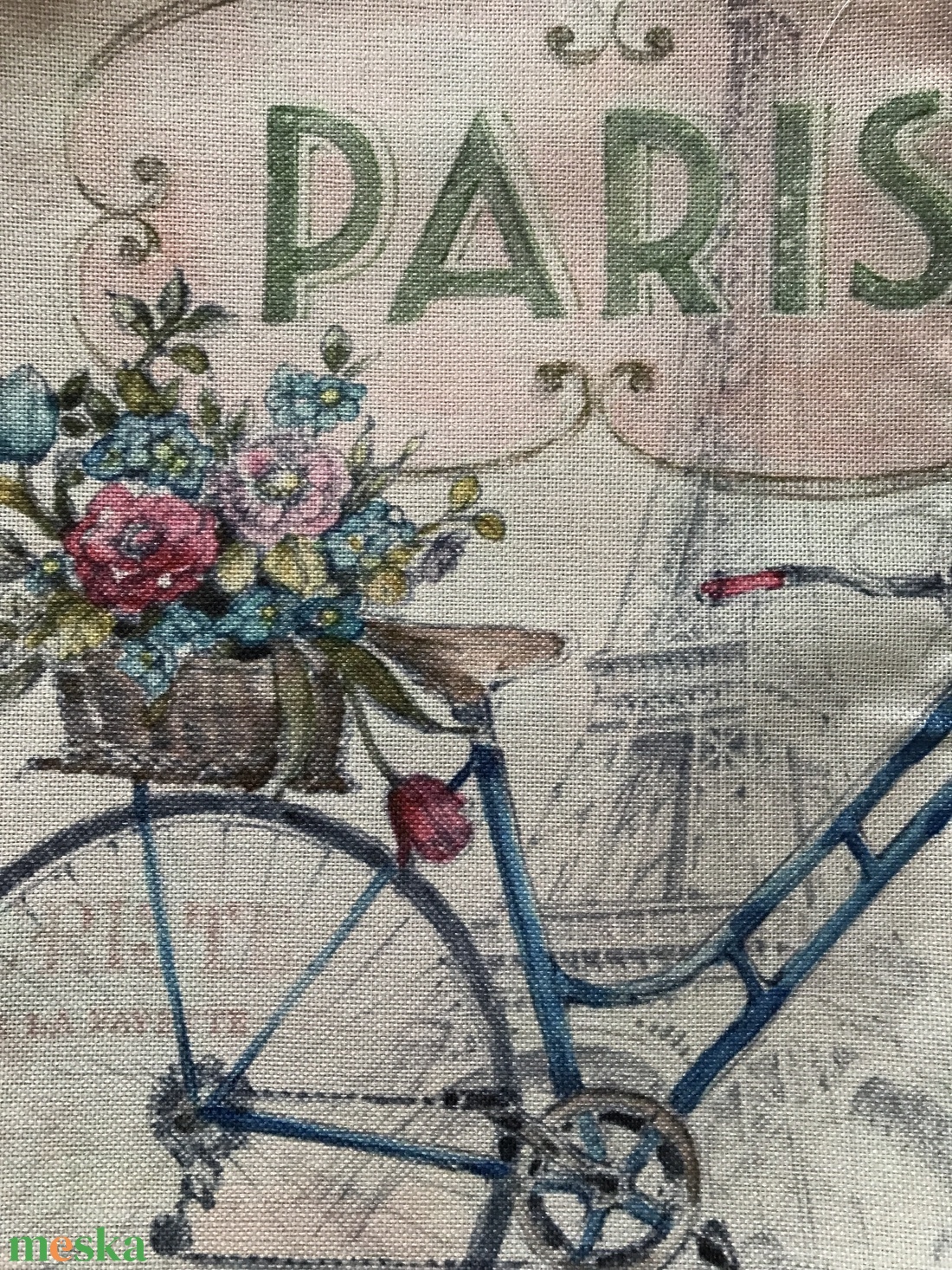 Párizsi utazás kék biciklivel mintás egyedi gymbag hátizsák  - táska & tok - hátizsák - tornazsák, gymbag - Meska.hu