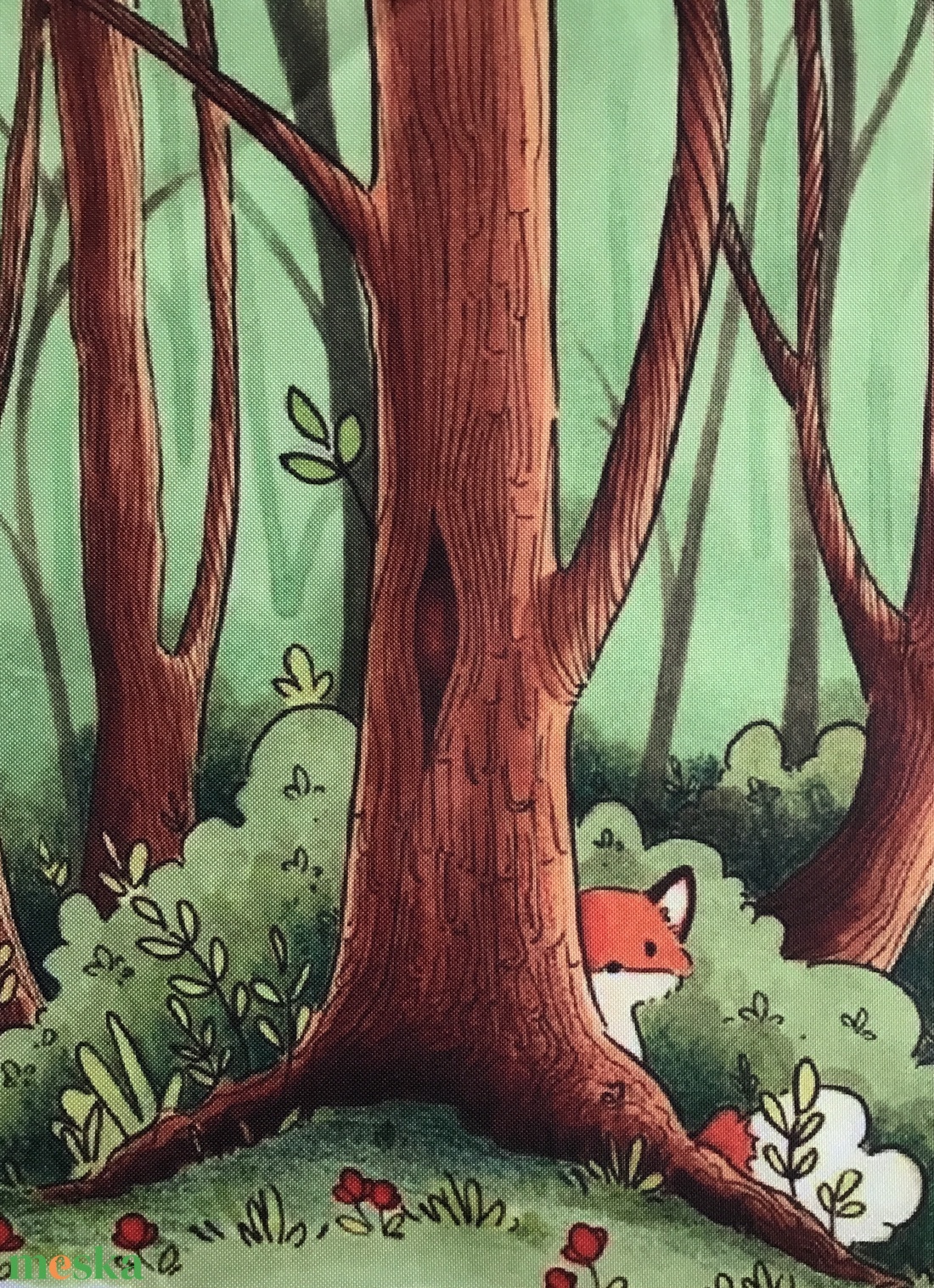 Kukucskáló róka az erdőben mintás egyedi gymbag hátizsák - Artiroka - táska & tok - hátizsák - tornazsák, gymbag - Meska.hu