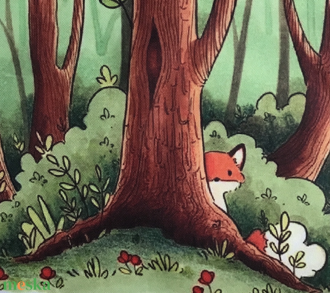 Kukucskáló róka az erdőben mintás egyedi gymbag hátizsák - Artiroka - táska & tok - hátizsák - tornazsák, gymbag - Meska.hu