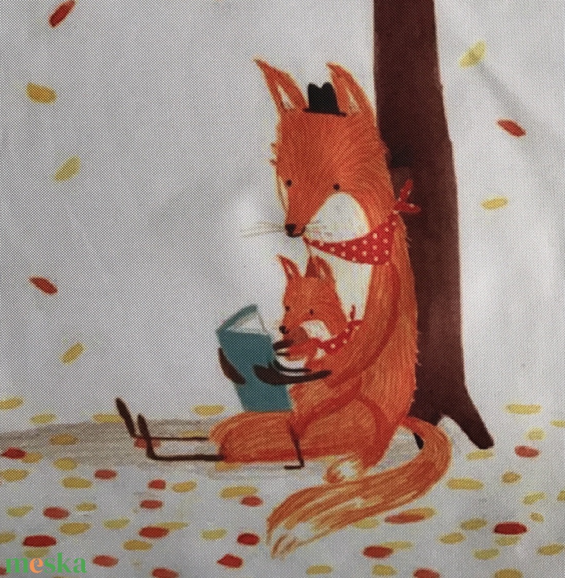 Róka mama mesét olvas mintás egyedi gymbag hátizsák - Artiroka - táska & tok - hátizsák - tornazsák, gymbag - Meska.hu