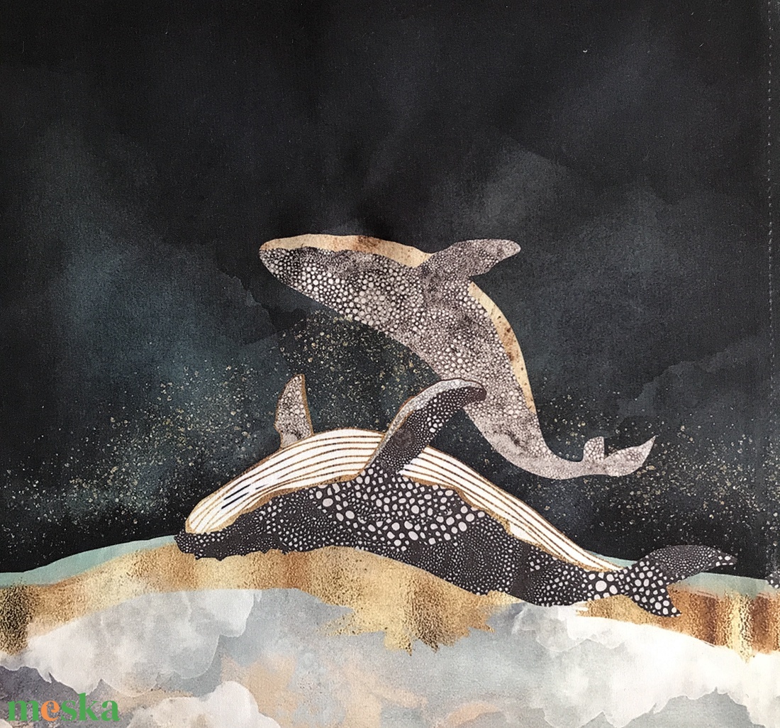 Bálna mintás egyedi gymbag hátizsák - Artiroka - táska & tok - hátizsák - tornazsák, gymbag - Meska.hu