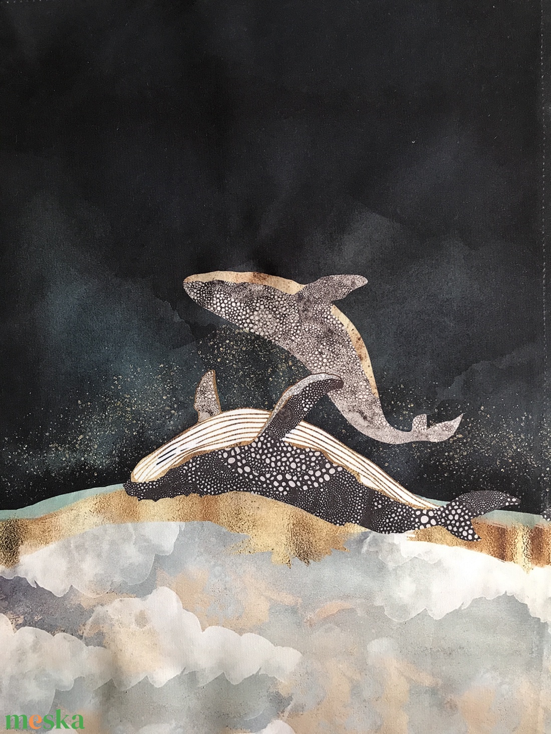 Bálna mintás egyedi gymbag hátizsák - Artiroka - táska & tok - hátizsák - tornazsák, gymbag - Meska.hu