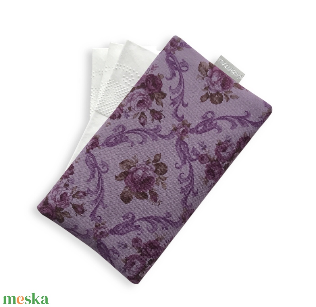 Lila rózsás,  PRÉMIUM papírzsebkendőtartó tok - Artiroka  - táska & tok - pénztárca & más tok - zsebkendőtartó tok - Meska.hu